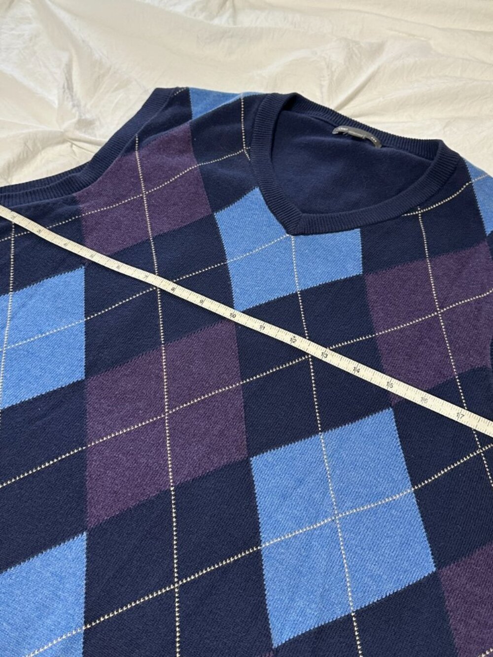 TWO Gap Mens Argyle Sweater Vests Size M Blue Purple Gray Grandpa 100% Cotton - Picture 8 of 16